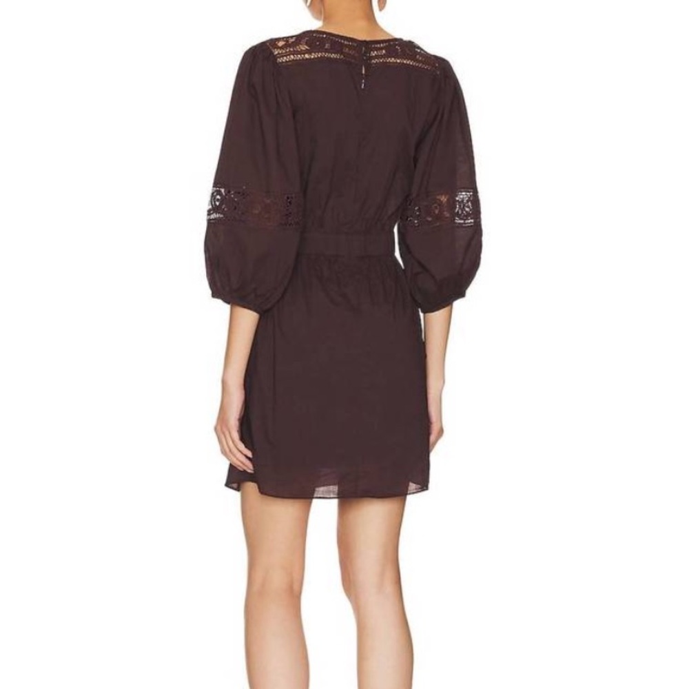 RHODE Chocolate Ruched Mini Dress - Picture 3 of 13